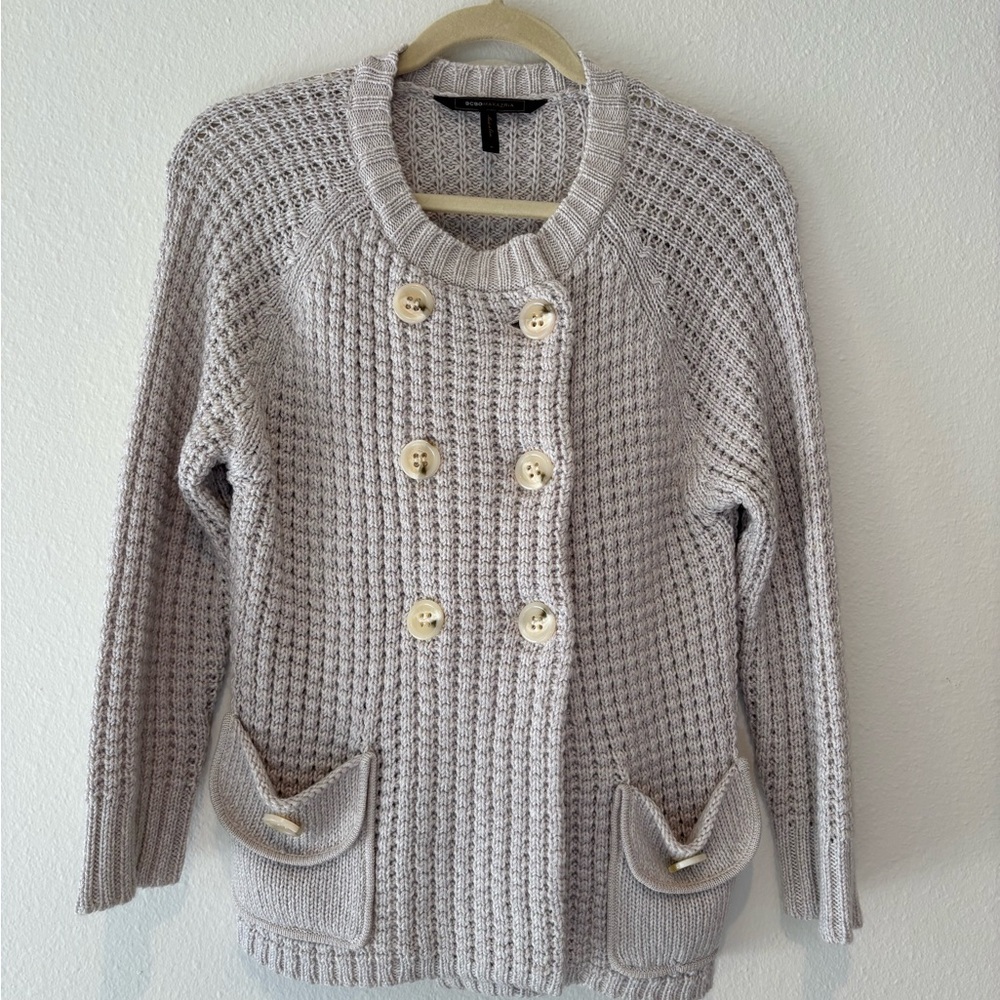 BCBGMaxAzria Cream Double-Breasted Cardigan